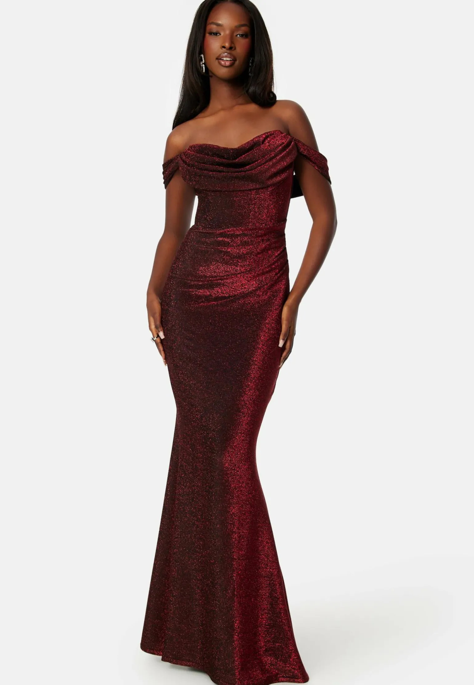Glitter Off Shoulder Maxi Dress