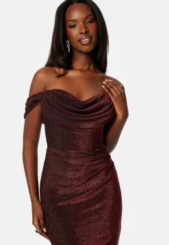 Glitter Off Shoulder Maxi Dress