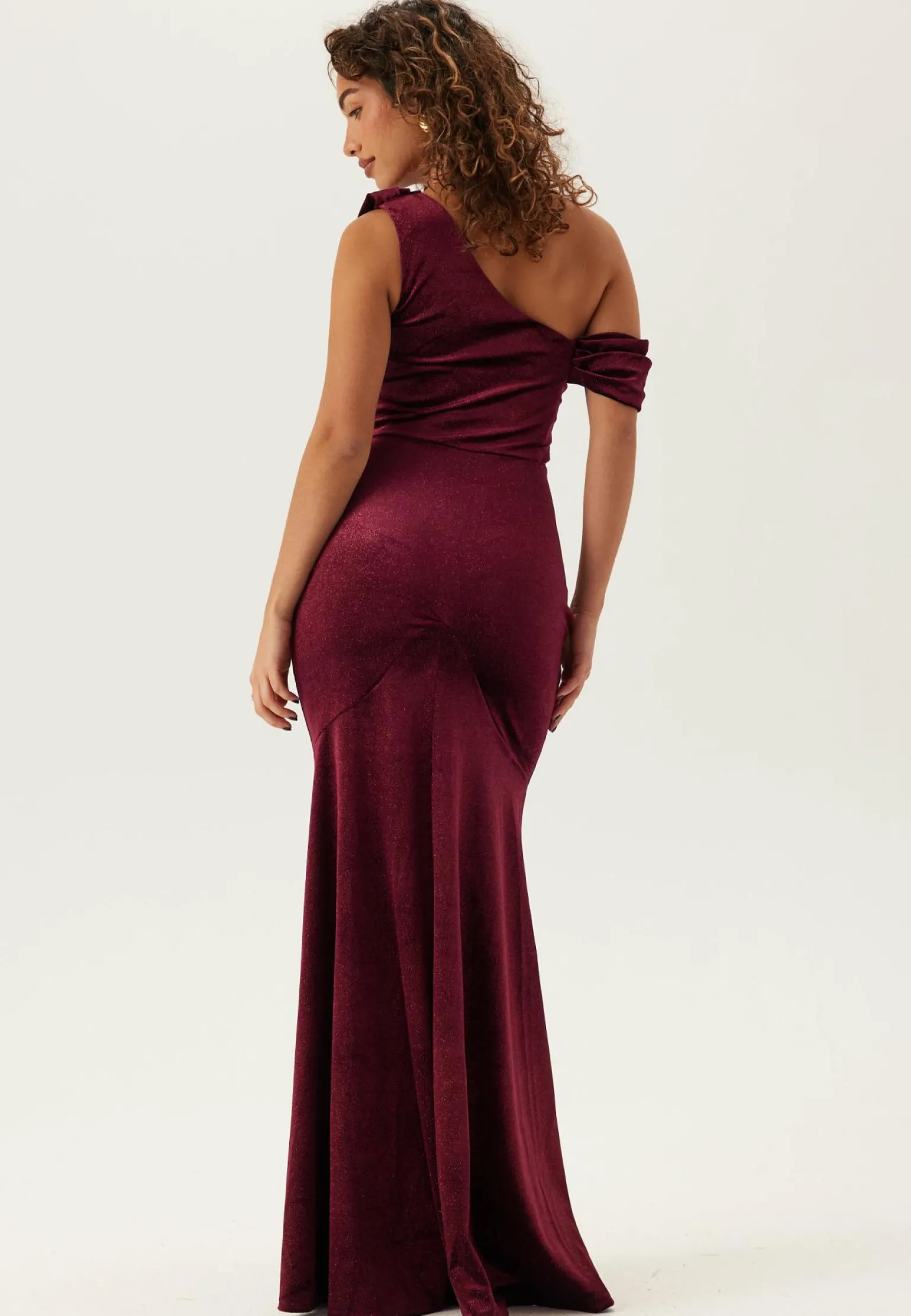 Glitter Velvet One Shoulder Maxi Dress