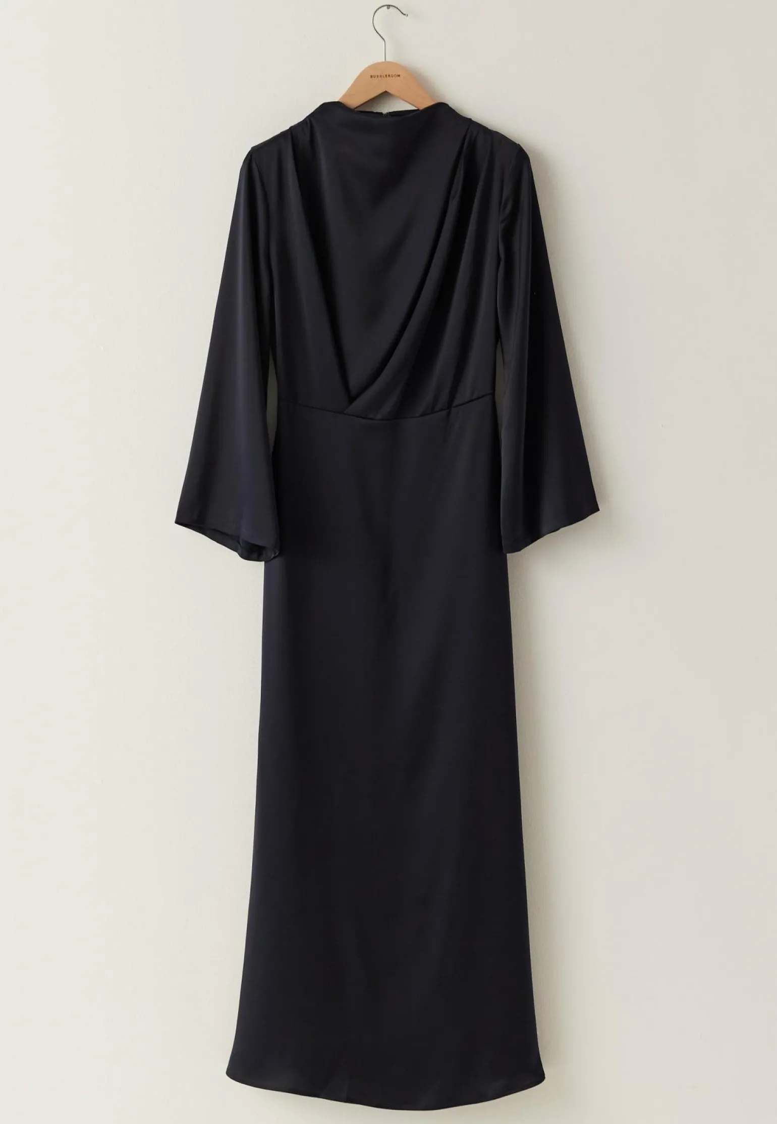 High Neck Wide Sleeve Satin Gown