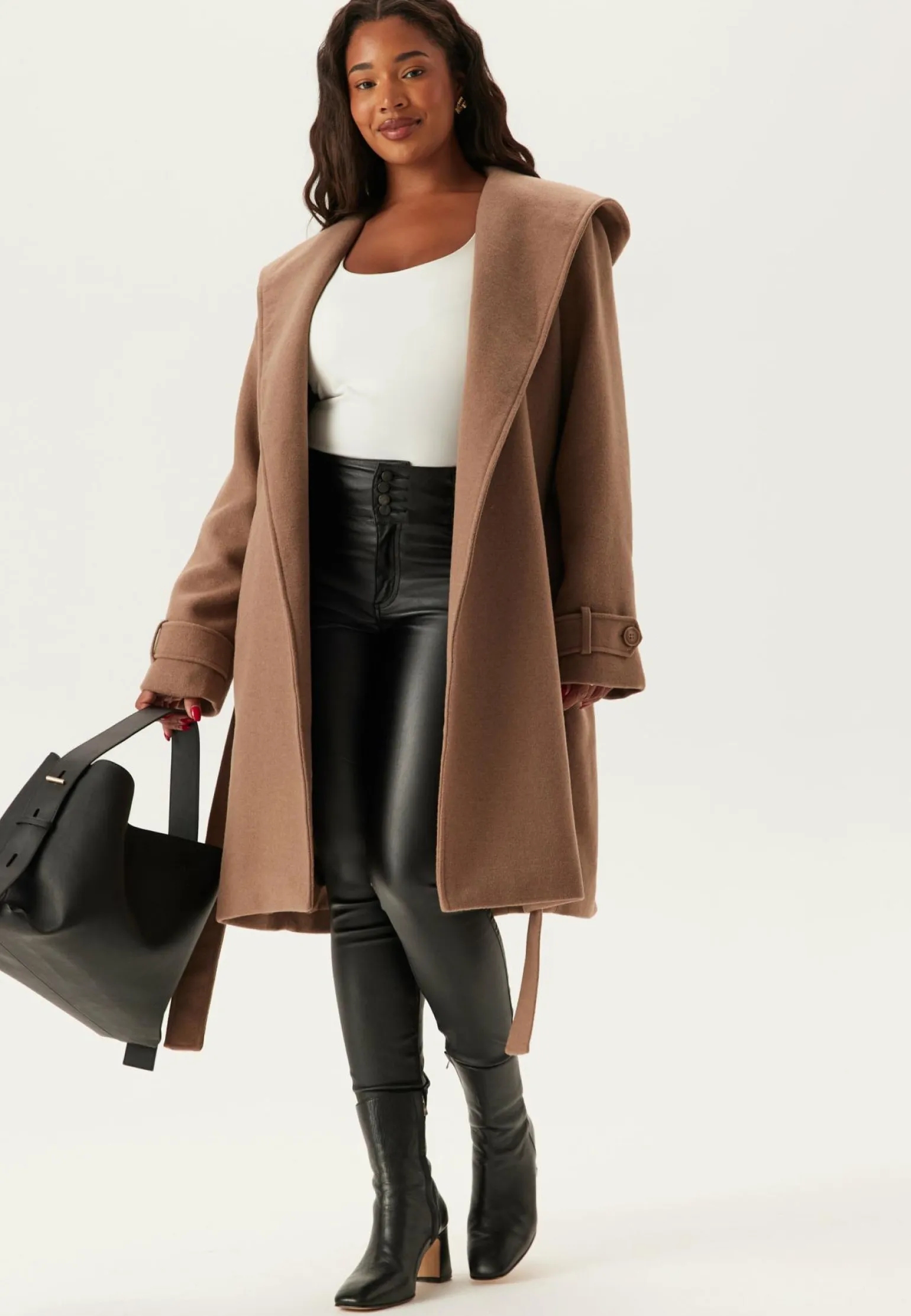 Hooded Wool Mix Coat