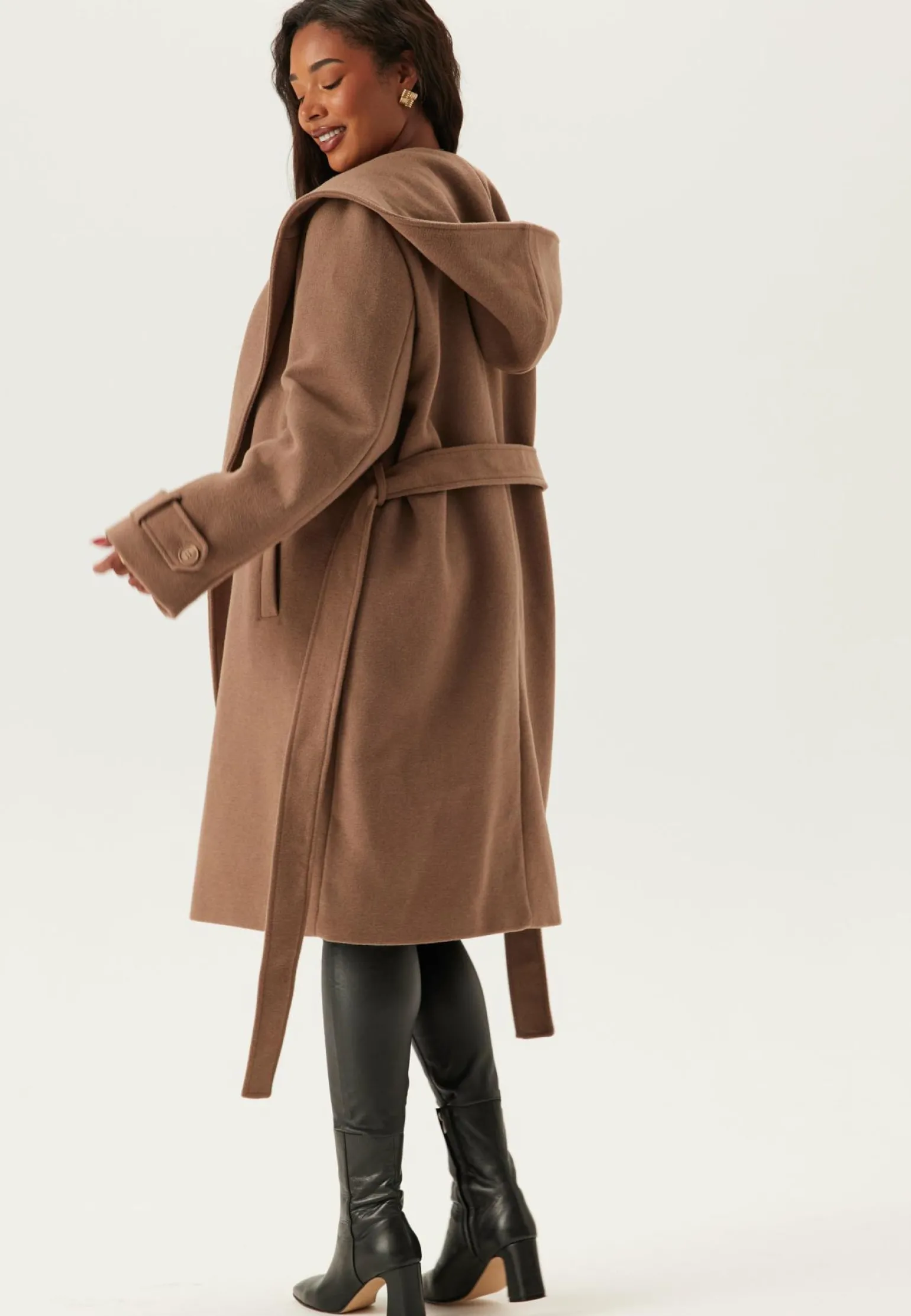 Hooded Wool Mix Coat