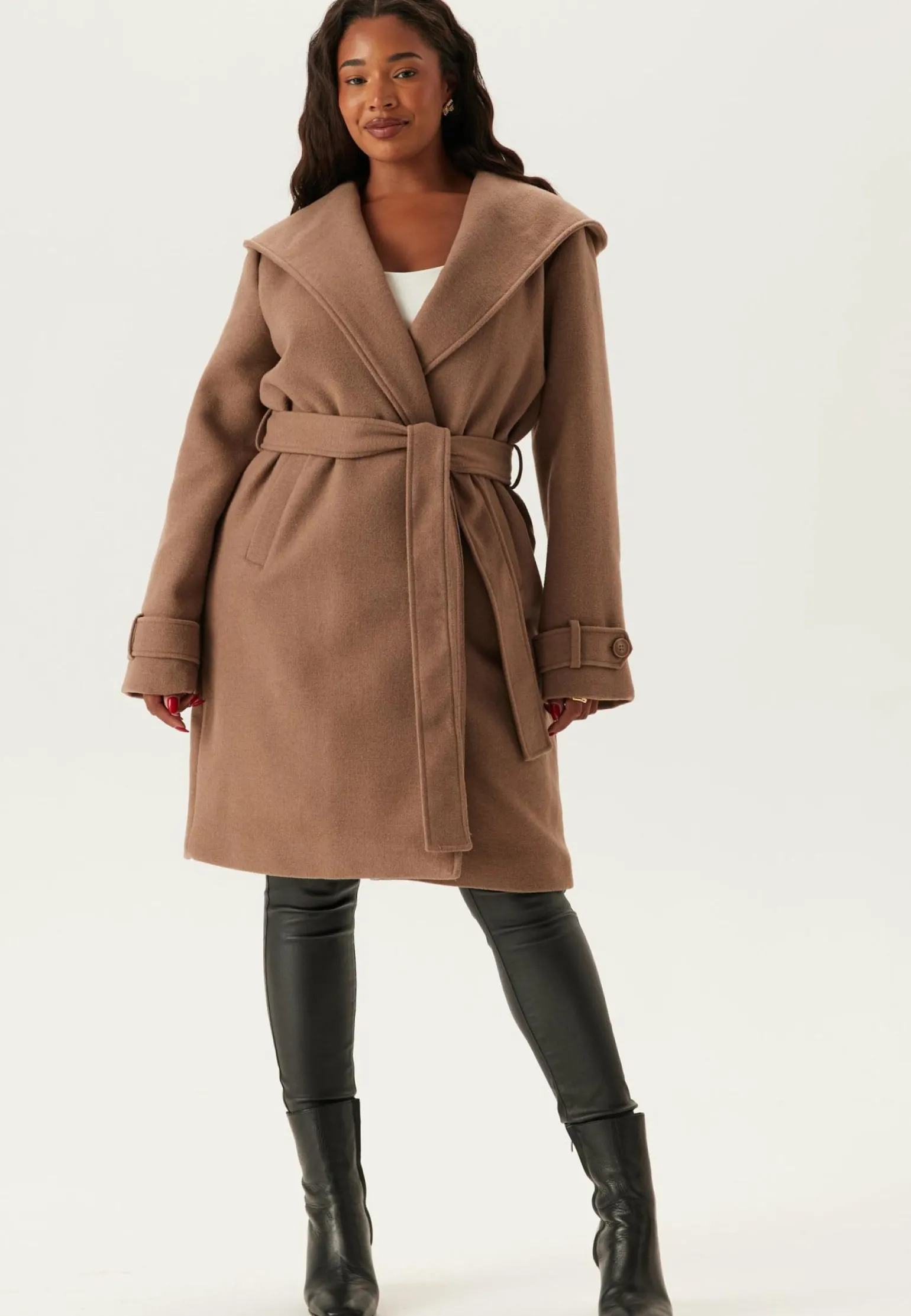 Hooded Wool Mix Coat