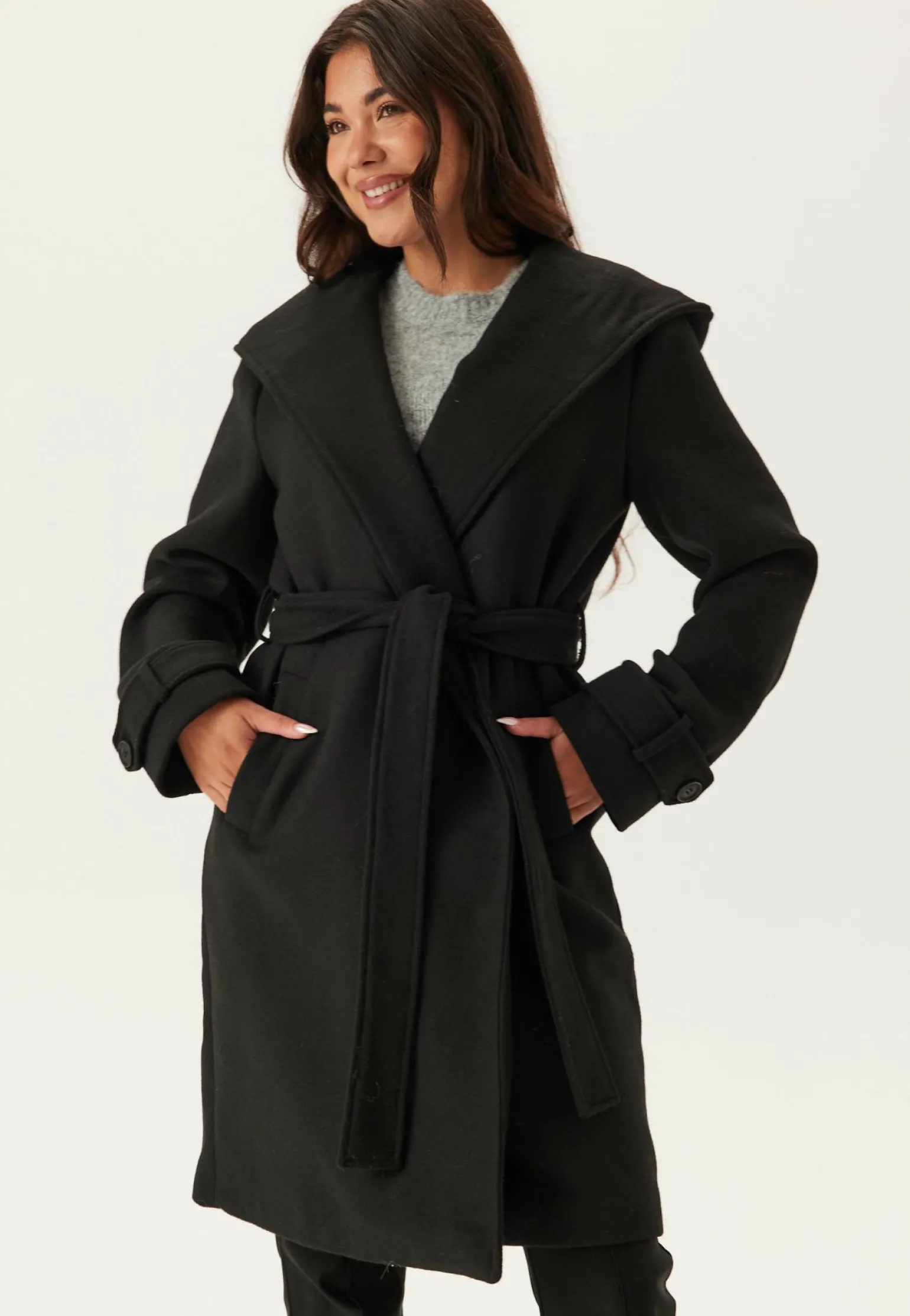 Hooded Wool Mix Coat