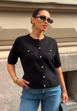 Knitted Gold Button Cardigan