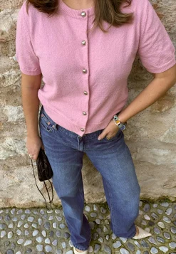 Knitted Short Sleeve Cardigan