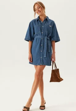 Linen Boxy Belted Shirt Dress
