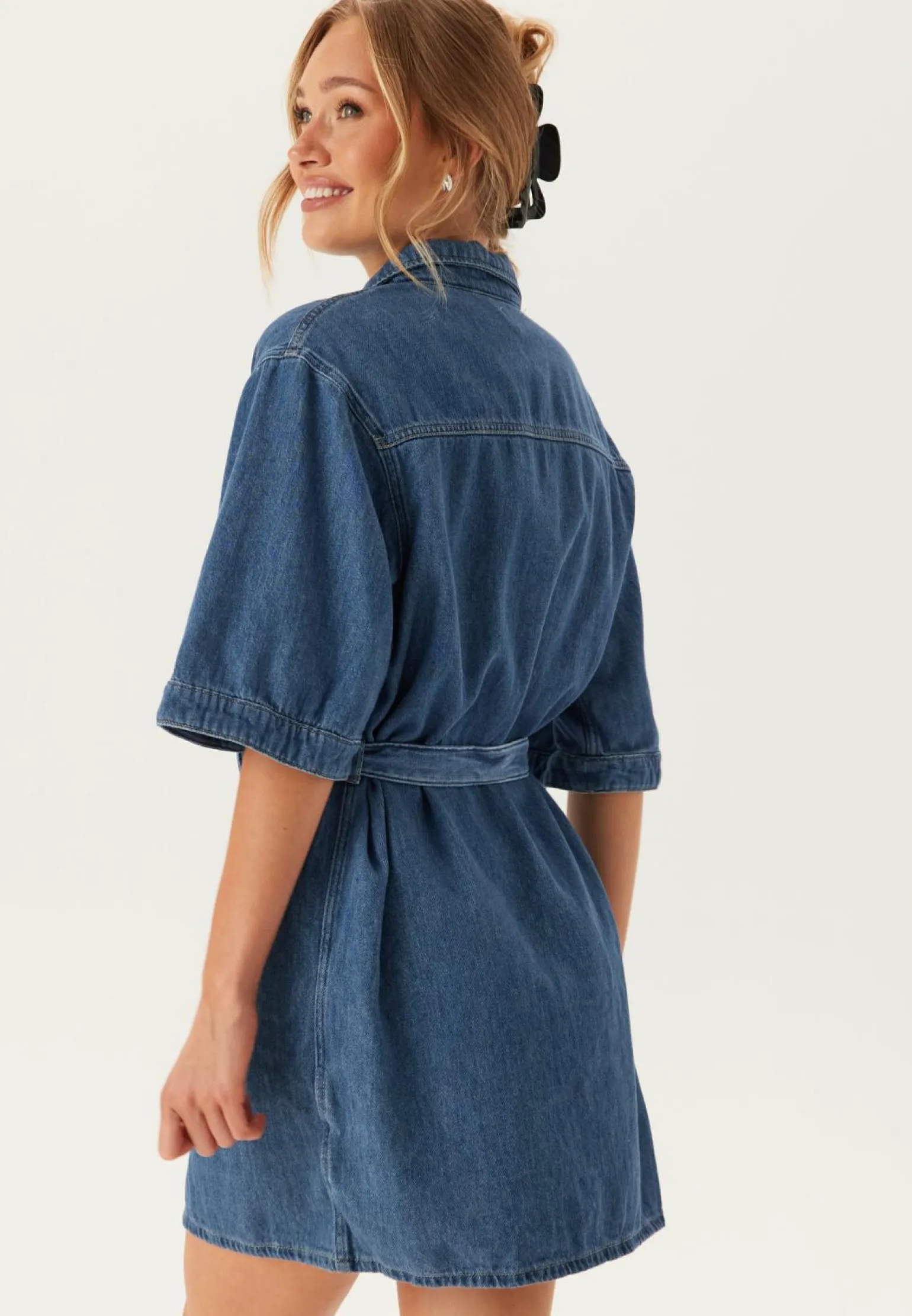 Linen Boxy Belted Shirt Dress