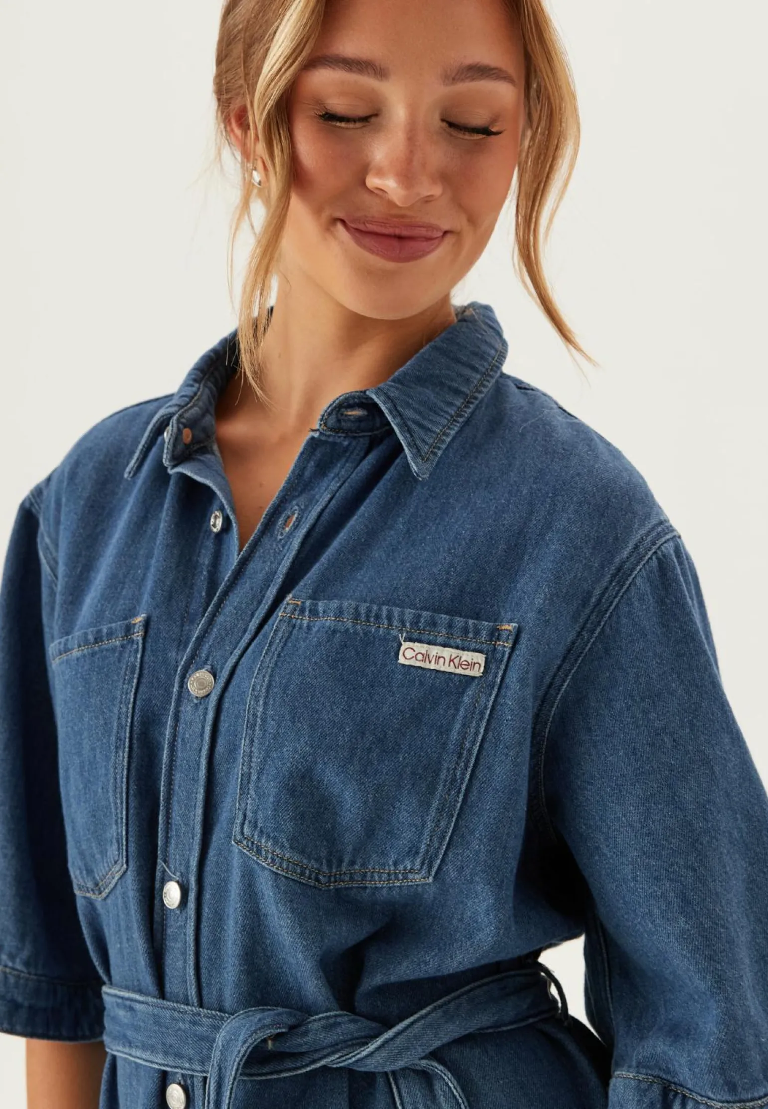 Linen Boxy Belted Shirt Dress