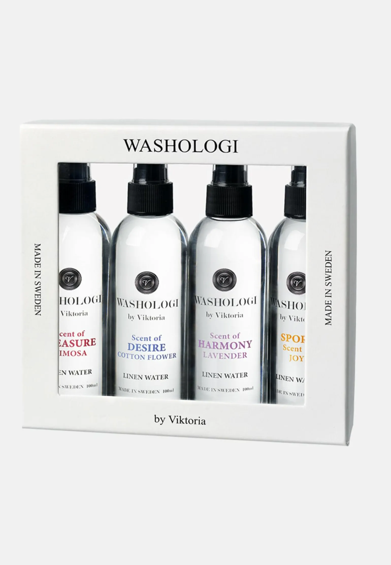 Linen Water Giftbox: Desire, Harmony, Pleasure & Sport 4x100ml
