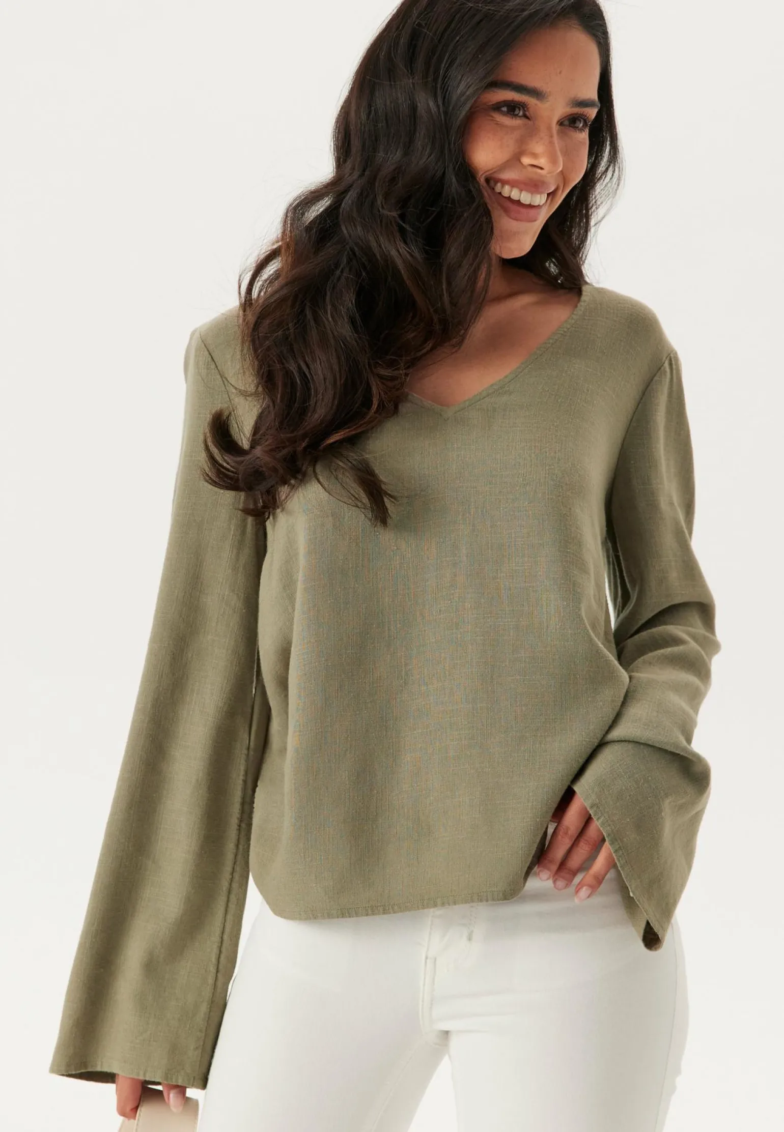 Linen Wide Sleeve Blouse