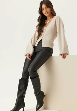 Mid Waist Push-up Coated Slim Jeans