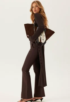 Mid Waist Stretchy Flared Trousers