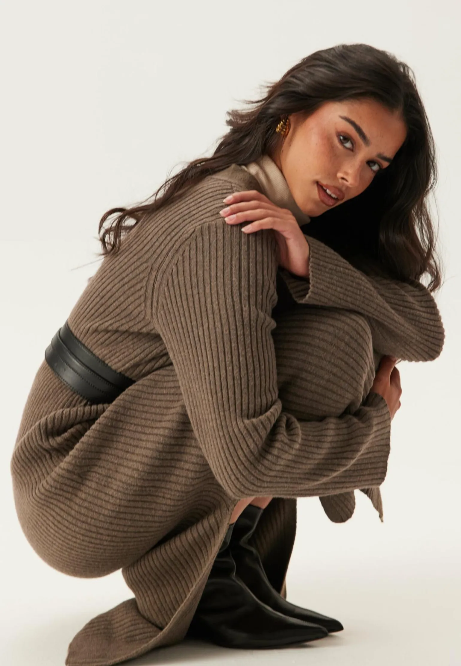 Objelva L/S RE V-NECK KNIT DRESS