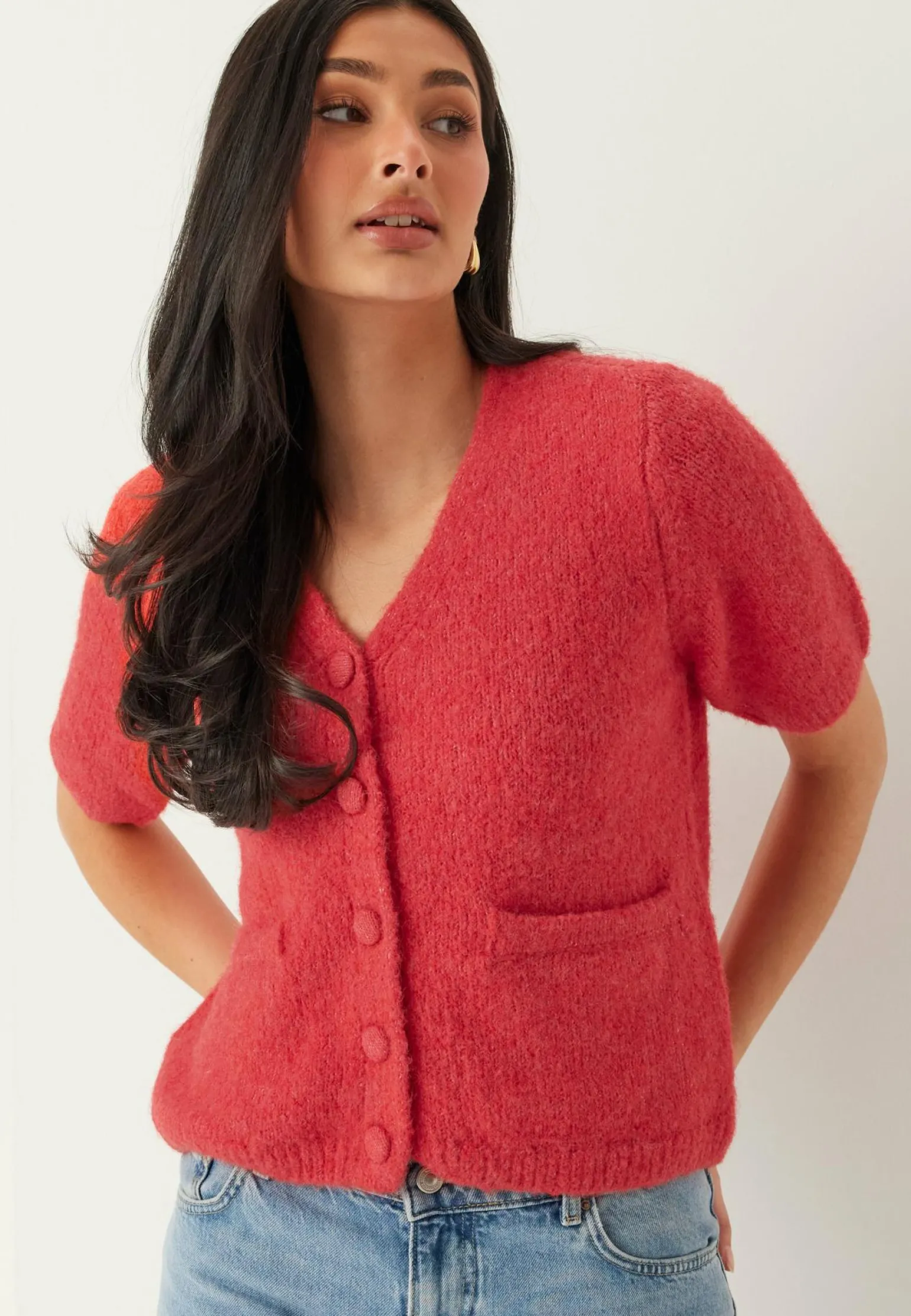 Objsaggia Re Ss V-neck Knit Cardigan