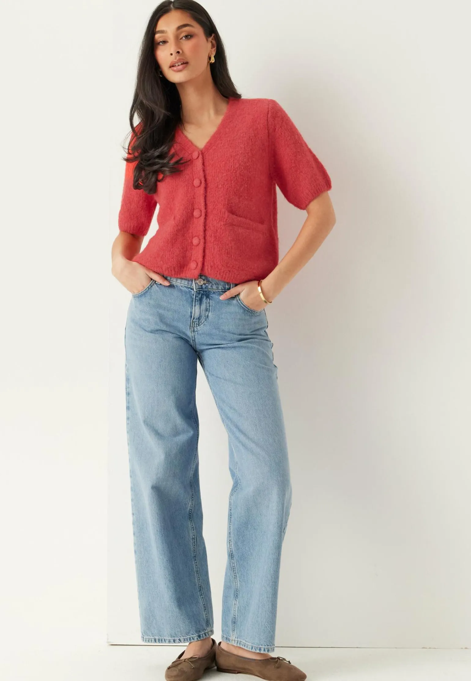 Objsaggia Re Ss V-neck Knit Cardigan