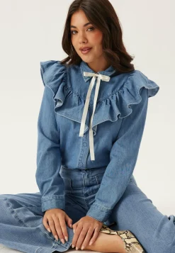 Onlindigo Frill Stud L/S DNM S