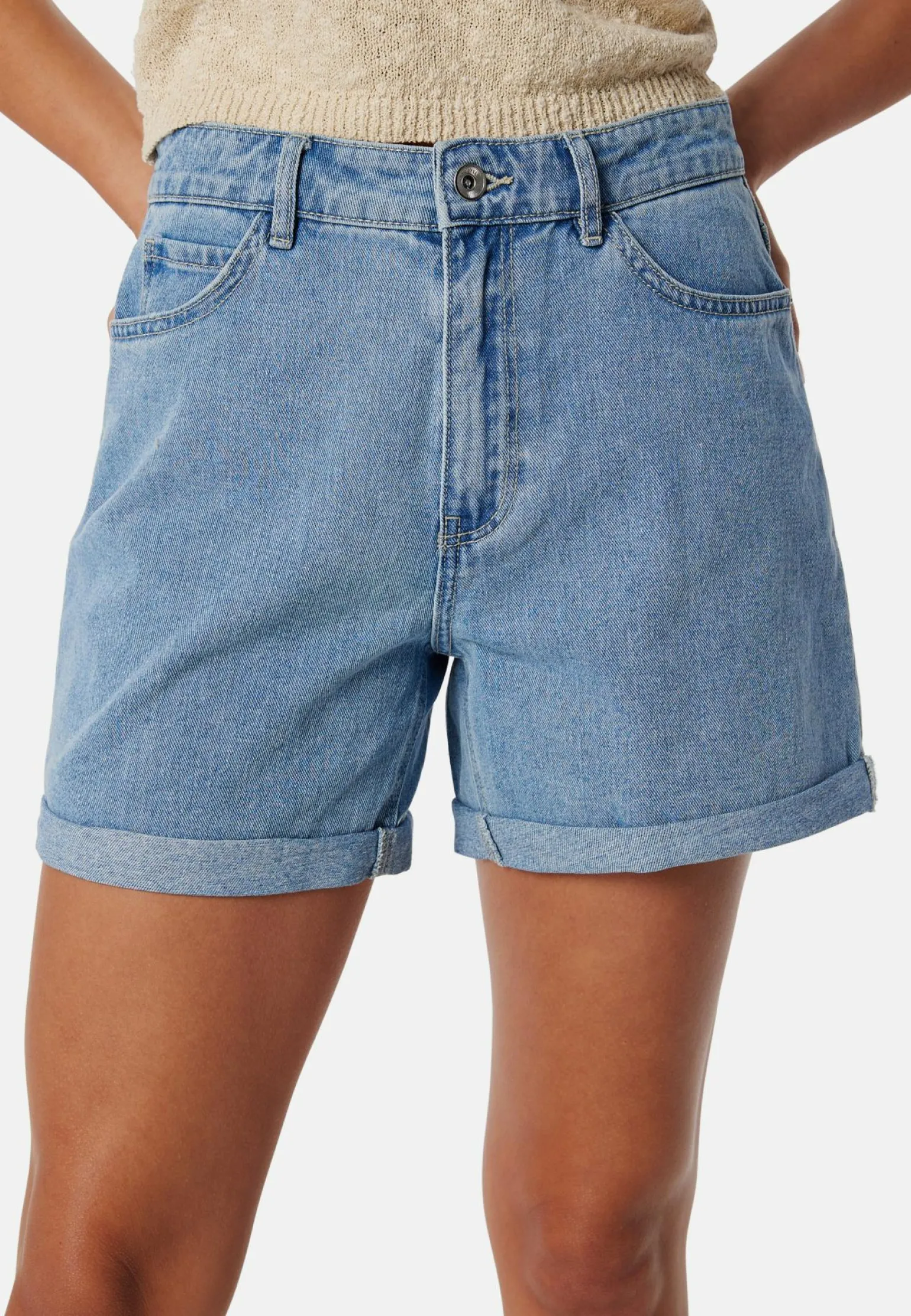 Onlvega HW Mom Dnm Shorts