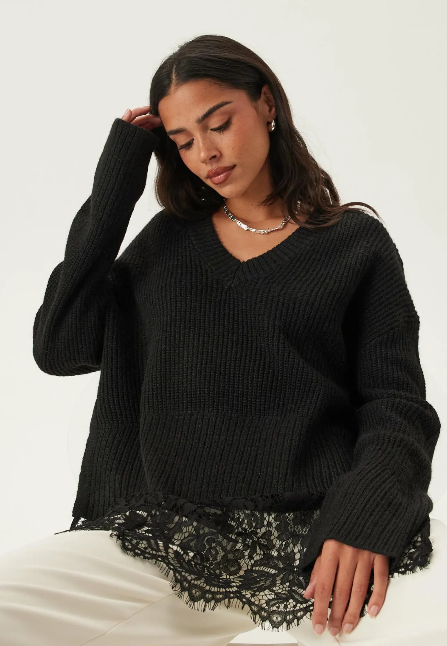 Onlvivia Ls Life V-neck Lace M
