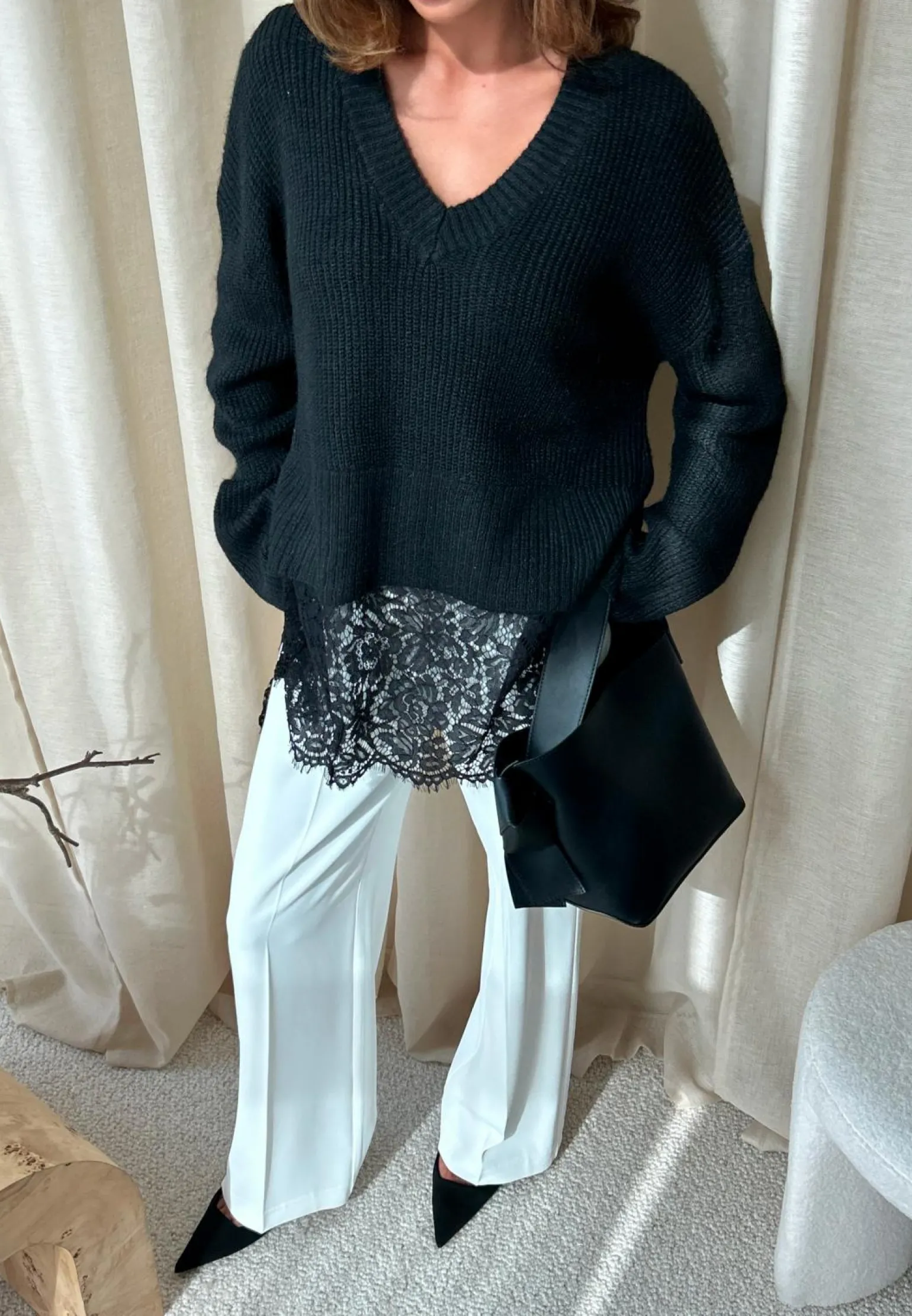 Onlvivia Ls Life V-neck Lace M