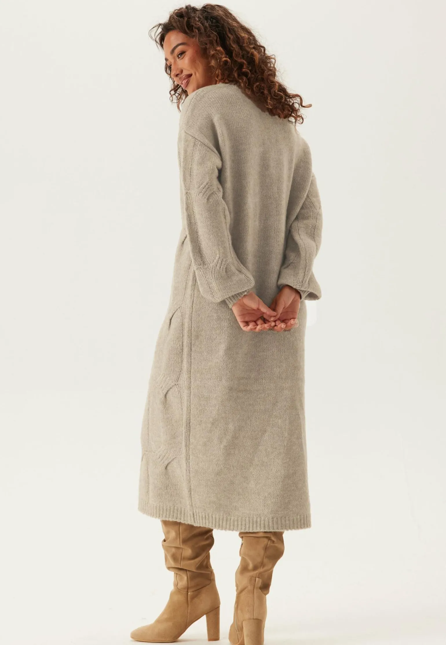 Pcjenna Ls Cable Knit Midi Dre