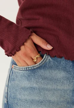 Pcmarie Ls O-neck Poin Top