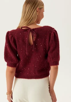 Pcmesva Ss Sequin Tie Back Knit