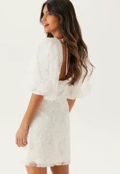 Puff Sleeve Embroidered Dress