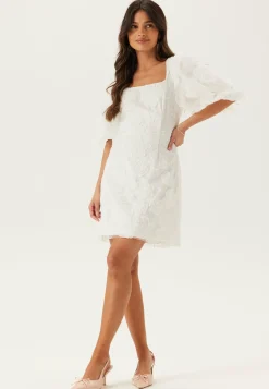 Puff Sleeve Embroidered Dress