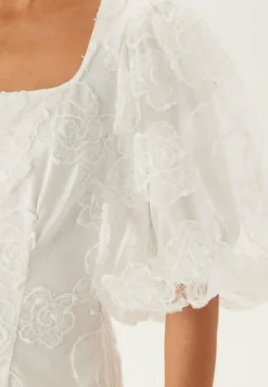 Puff Sleeve Embroidered Dress