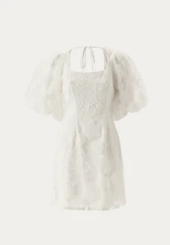 Puff Sleeve Embroidered Dress