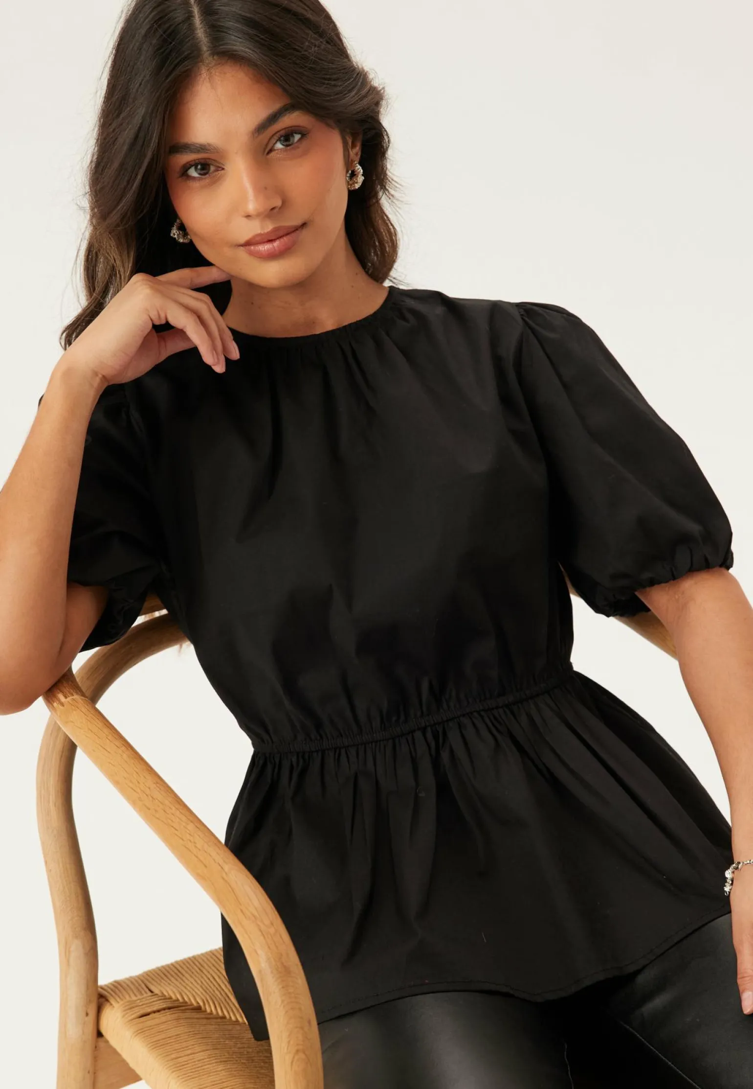 Puff Sleeve Peplum Blouse