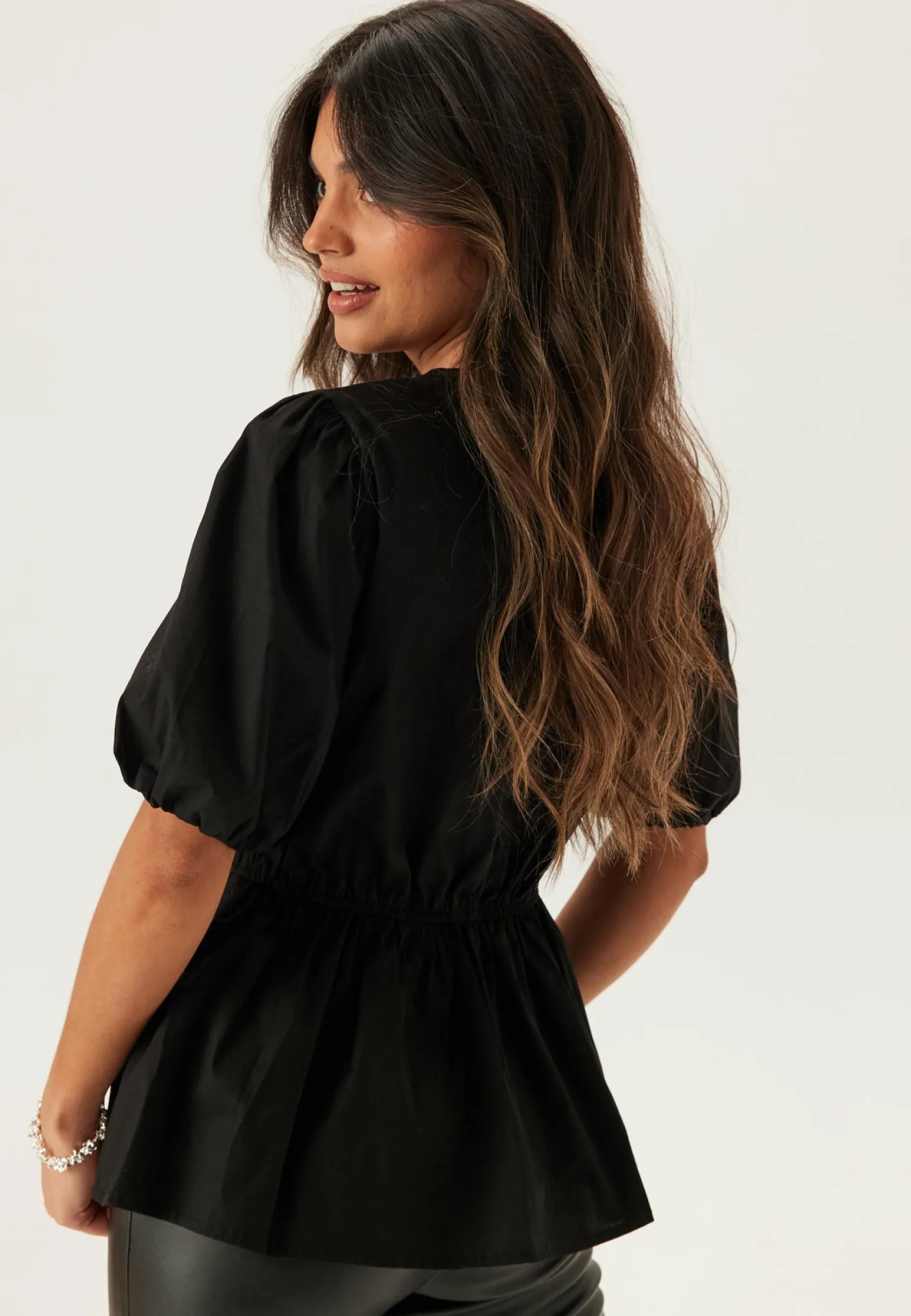 Puff Sleeve Peplum Blouse