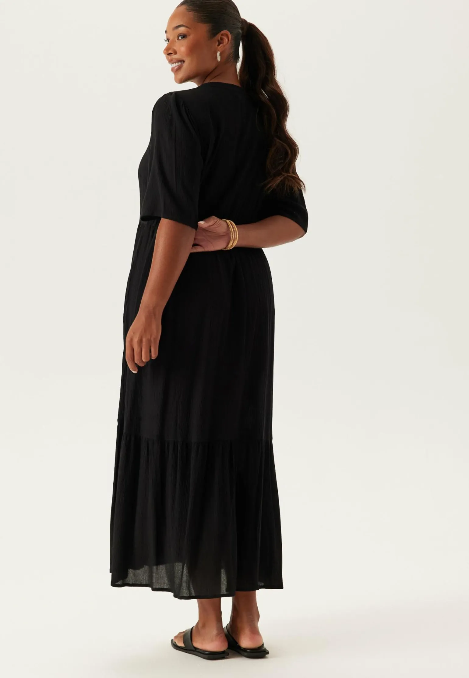 Puff Sleeve Viscose Dress
