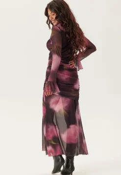 Ruched Mesh Dress