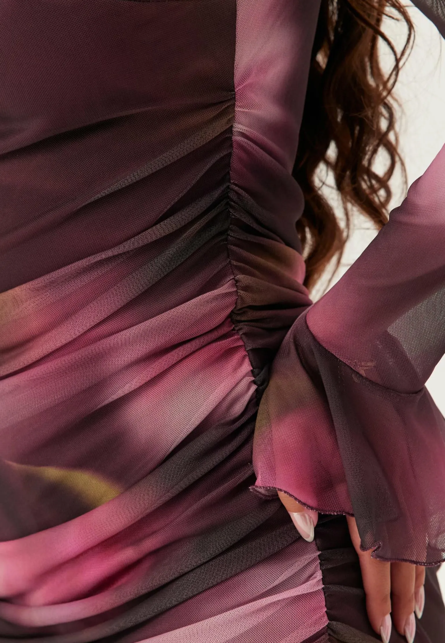 Ruched Mesh Dress