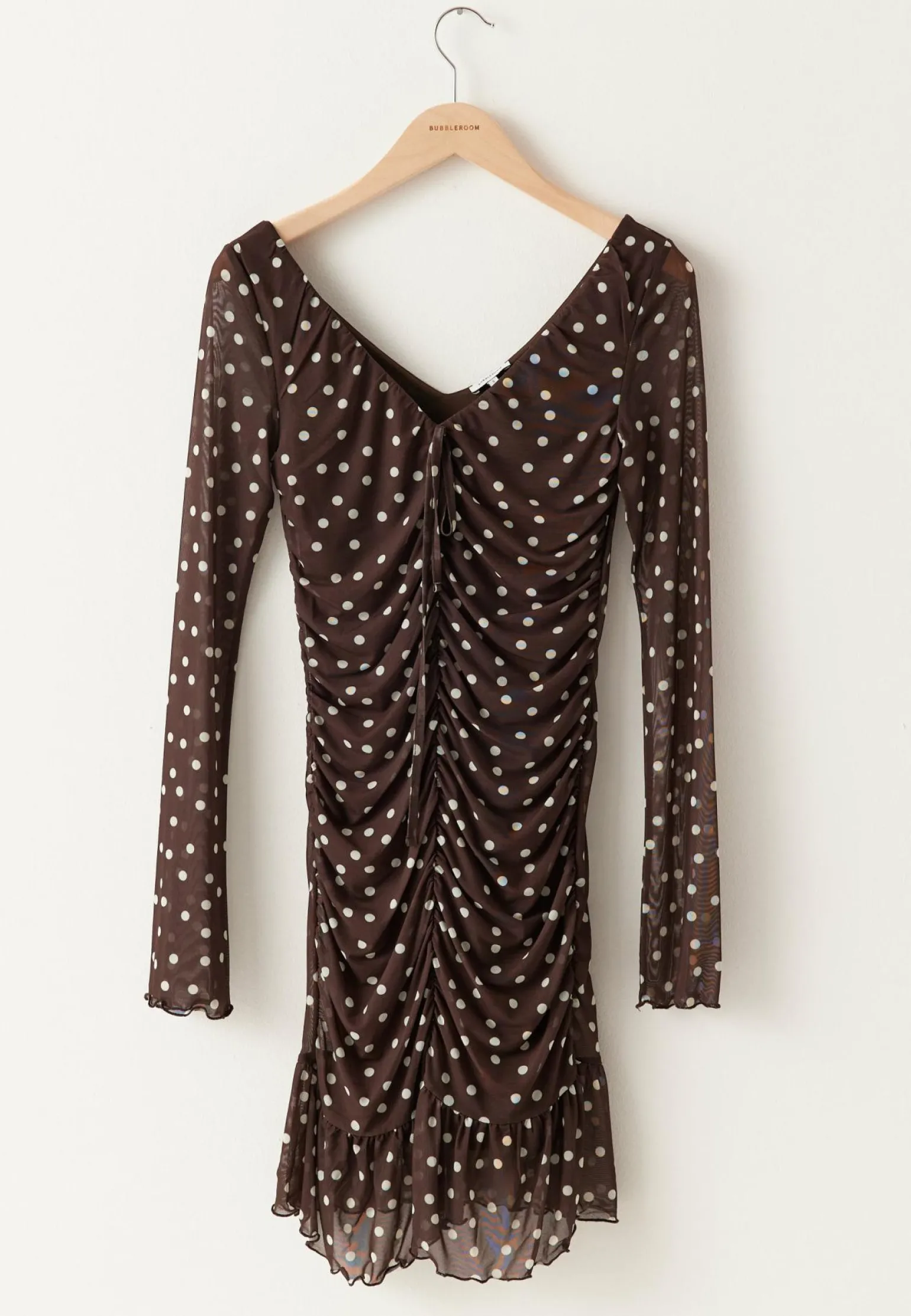 Ruched Mesh Frill Dress