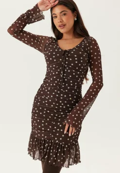 Ruched Mesh Frill Dress
