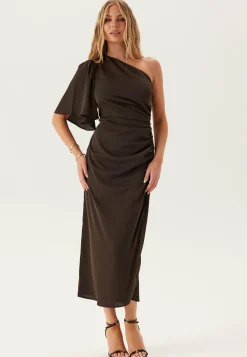 Ruched One Shoulder Midi Dress