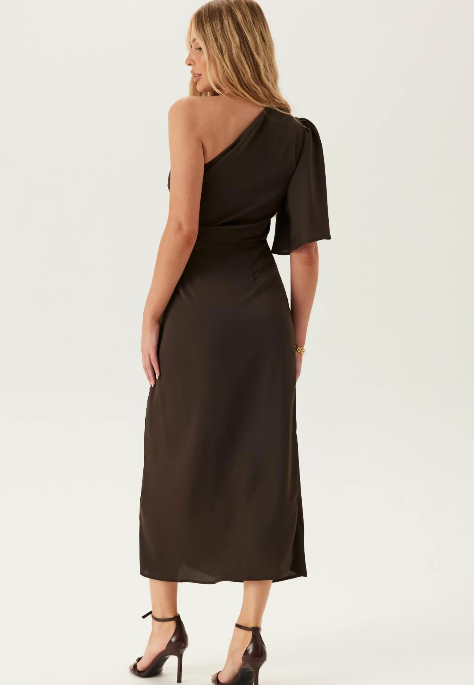 Ruched One Shoulder Midi Dress