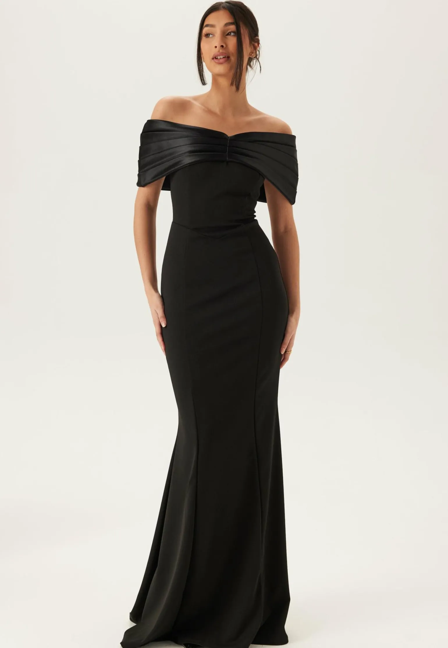 Satin Bow Off Shoulder Gown