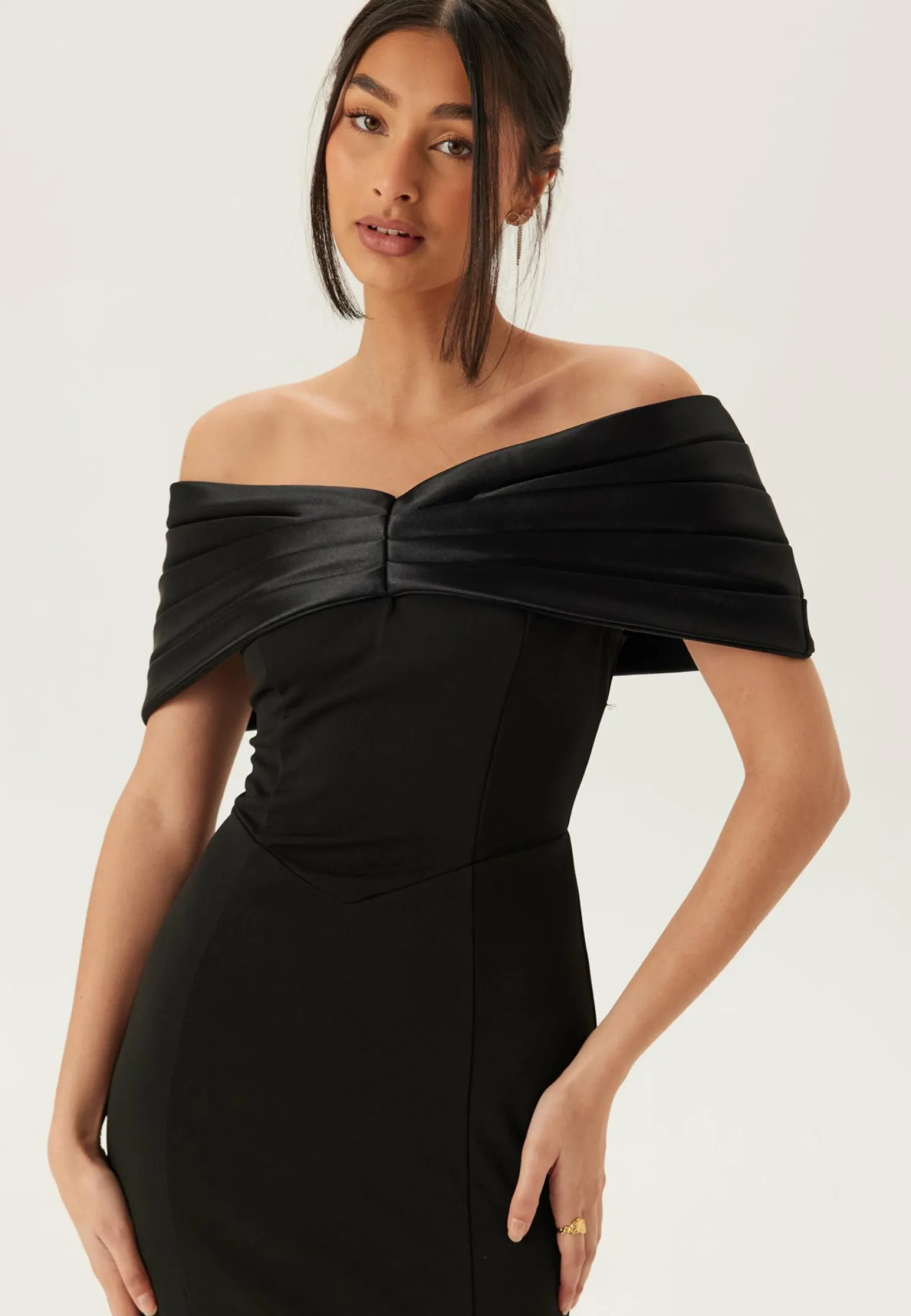Satin Bow Off Shoulder Gown