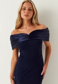 Satin Bow Off Shoulder Gown