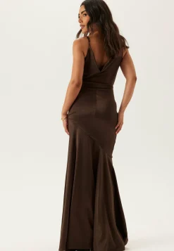 Satin Cowl Neck Maxi Dress