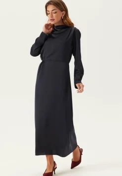 Satin Cowl Neck Midi Dress