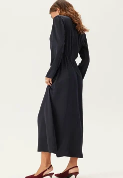 Satin Cowl Neck Midi Dress