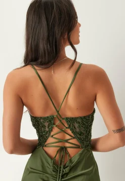 Satin Evening Dress With Back Lacing