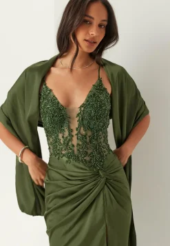 Satin Evening Dress With Back Lacing