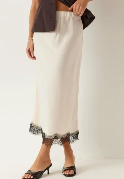 Satin Lace Midi Skirt