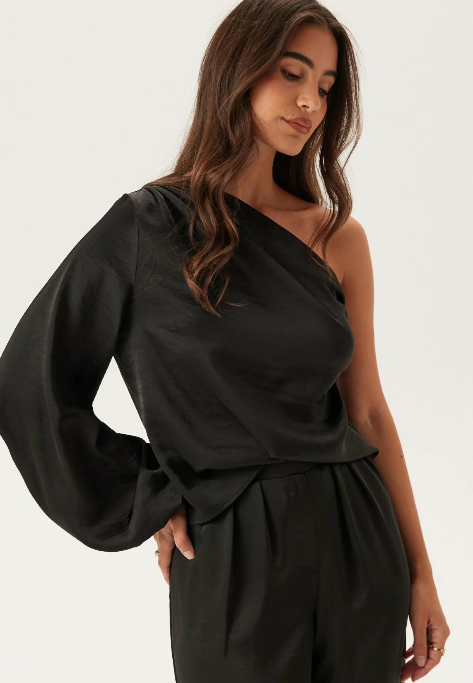 Satin One Shoulder Blouse